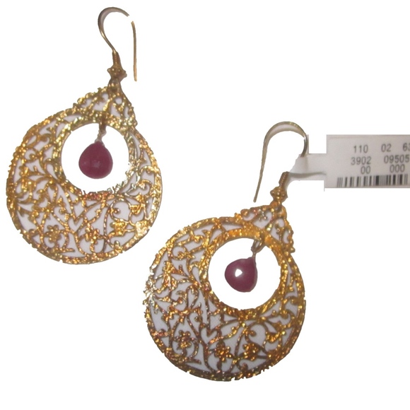 Neiman Marcus ZARA Filigree Ruby Earrings - Picture 1 of 2